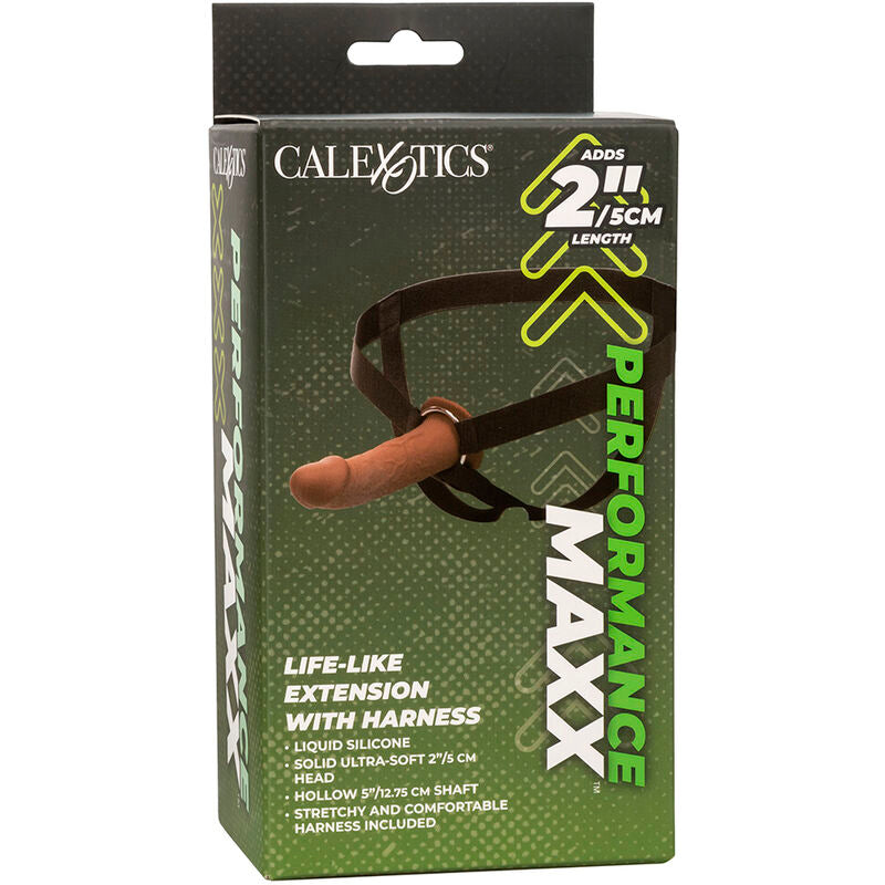 CALEXOTICS - PERFORMANCE MAXX LIFE-LIKE EXTENSION WITH HARNESS BROWN SKIN - NOCTURNA DESIRES