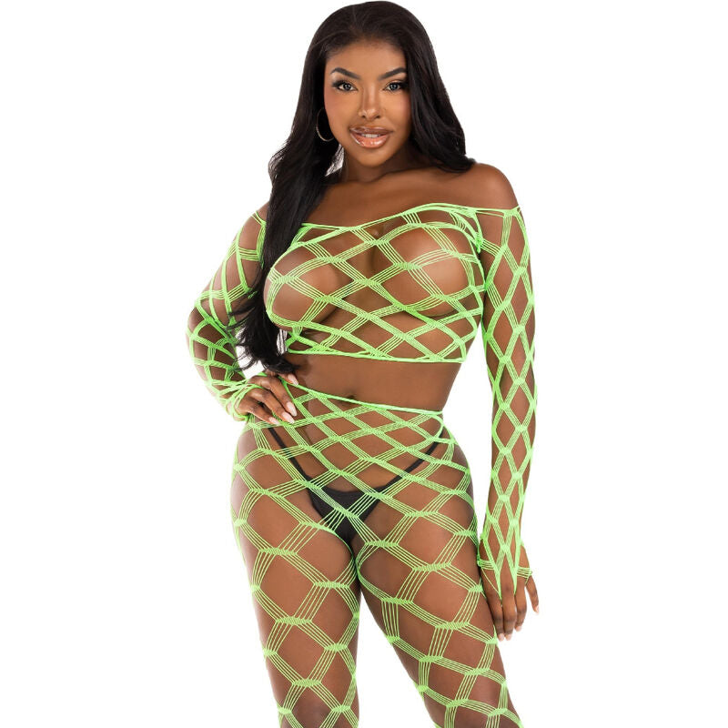 LEG AVENUE - TOP & LEGGINS HARDCORE GREEN - NOCTURNA DESIRES