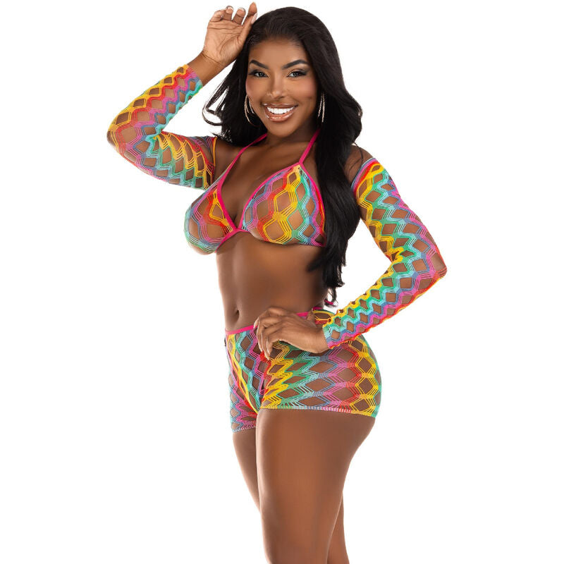 LEG AVENUE - THREE PIECE SET MULTICOLOR - NOCTURNA DESIRES