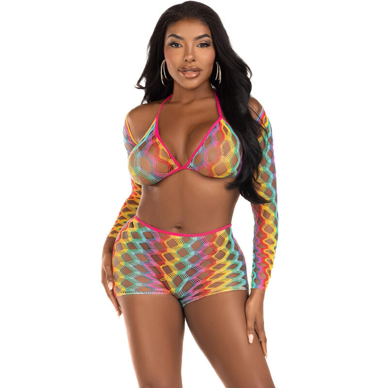 LEG AVENUE - THREE PIECE SET MULTICOLOR - NOCTURNA DESIRES