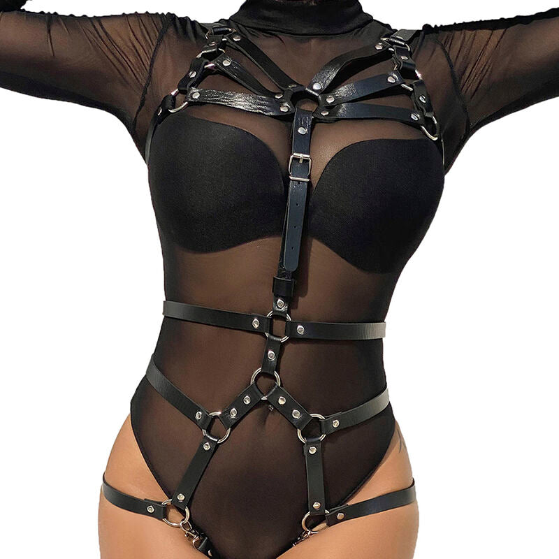 SUBBLIME - BODY HARNESS ADJUSTABLE STRAPS LEATHER BLACK ONE SIZE - NOCTURNA DESIRES