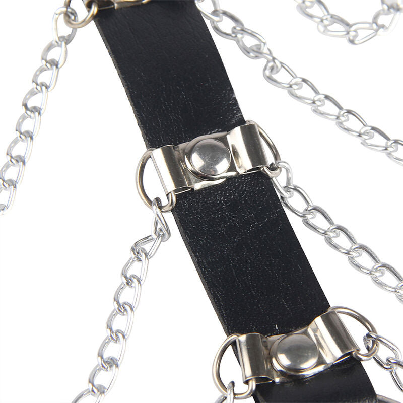 SUBBLIME - CHEST HARNESS LEATHER CHAINS BLACK ONE SIZE - NOCTURNA DESIRES
