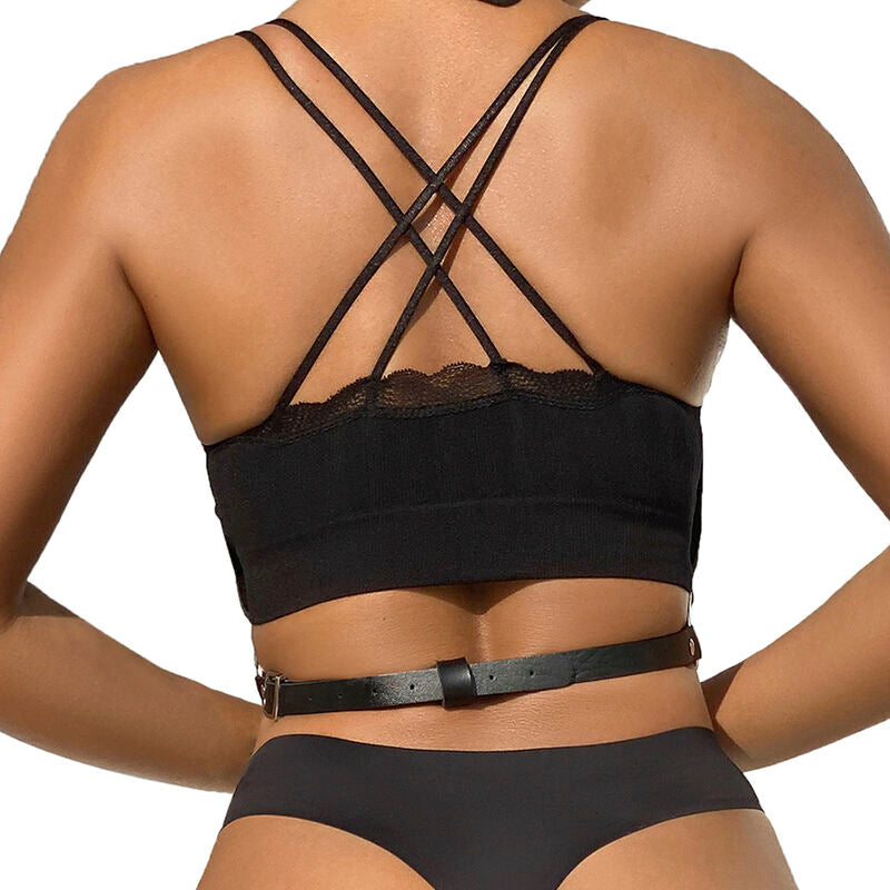 SUBBLIME - CHEST HARNESS LEATHER CHAINS BLACK ONE SIZE - NOCTURNA DESIRES