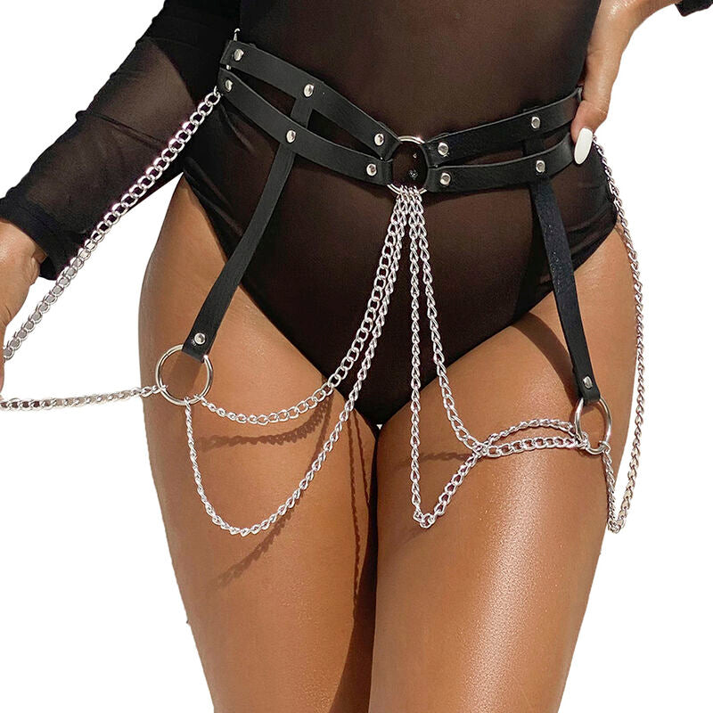 SUBBLIME - LEATHER RING CHAINBELT BLACK ONE SIZE - NOCTURNA DESIRES