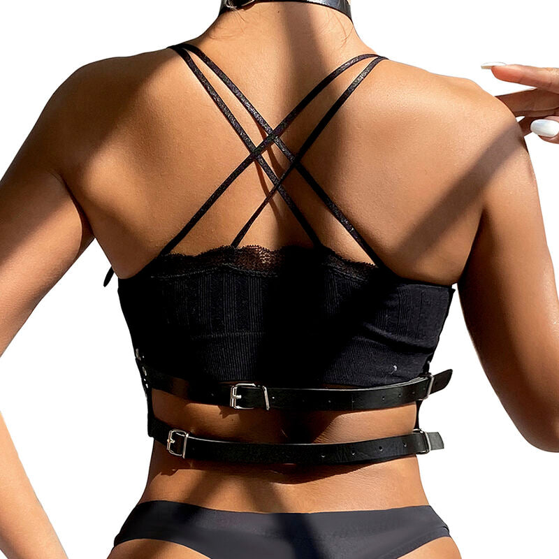 SUBBLIME - LEATHER RING CHEST HARNESS BLACK ONE SIZE - NOCTURNA DESIRES