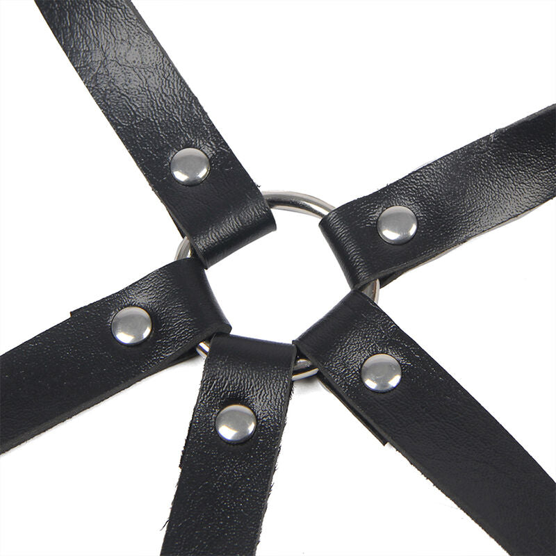 SUBBLIME - LEATHER RING CHEST HARNESS BLACK ONE SIZE - NOCTURNA DESIRES