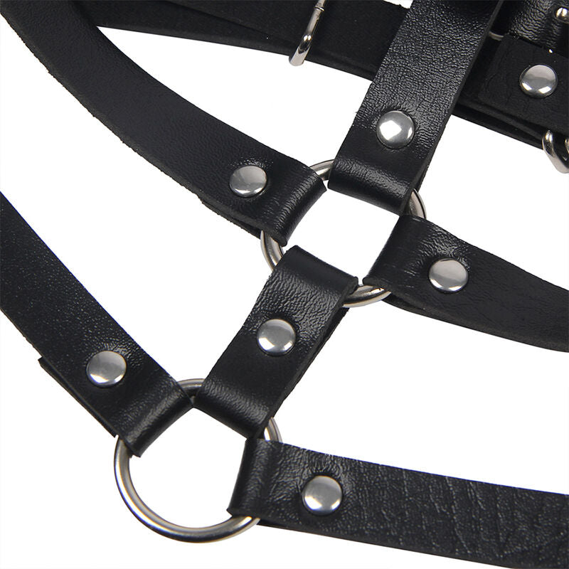 SUBBLIME - LEATHER RING CHEST HARNESS BLACK ONE SIZE - NOCTURNA DESIRES