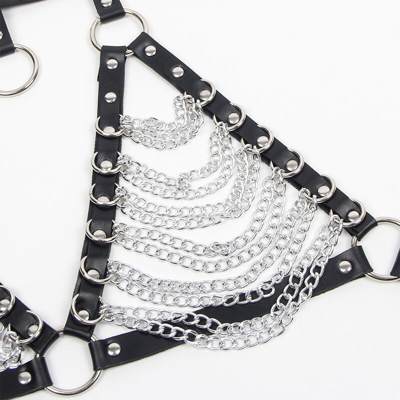 SUBBLIME - HARNESS BRA AND NECKLACE WITH CHAINS ONE SIZE - NOCTURNA DESIRES