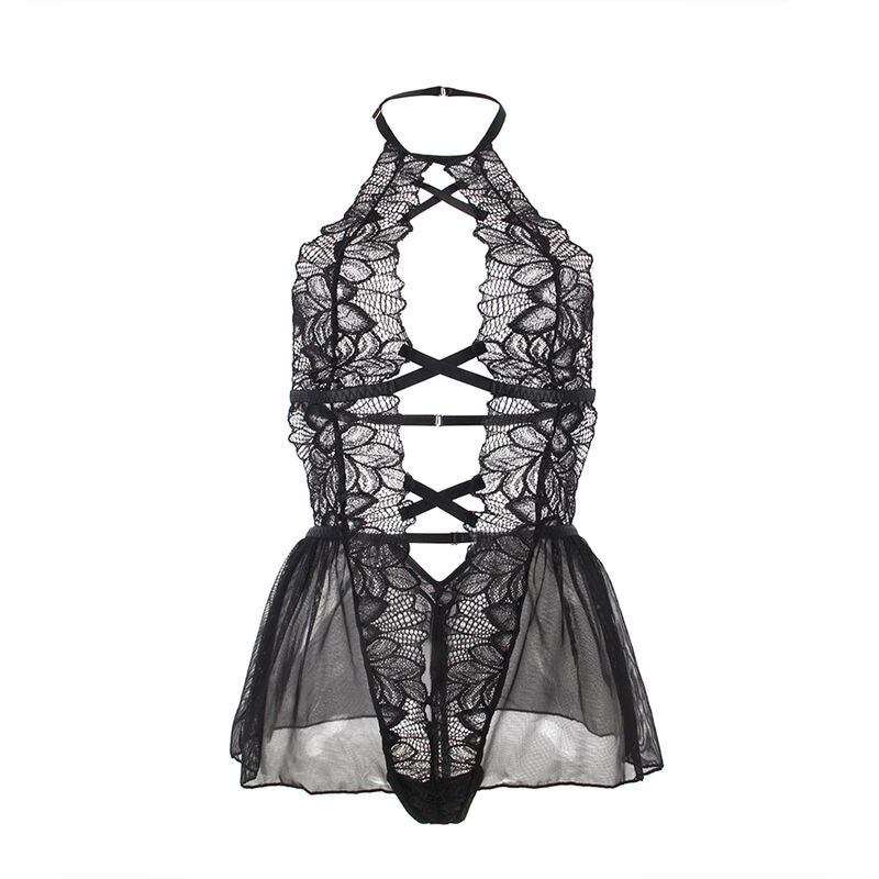 SUBBLIME - TEDDY HALTER NECK BARE BACK LACE BLACK L/XL - NOCTURNA DESIRES