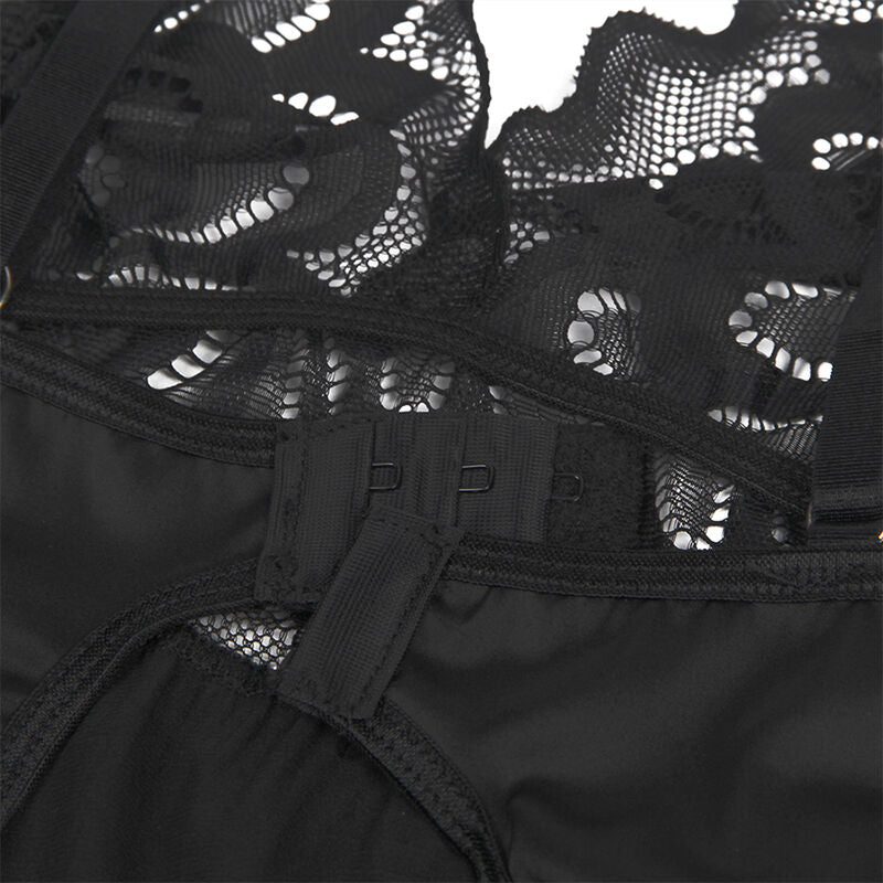 SUBBLIME - BABYDOLL WITH FLORAL PRINT CHEST BLACK S/M - NOCTURNA DESIRES