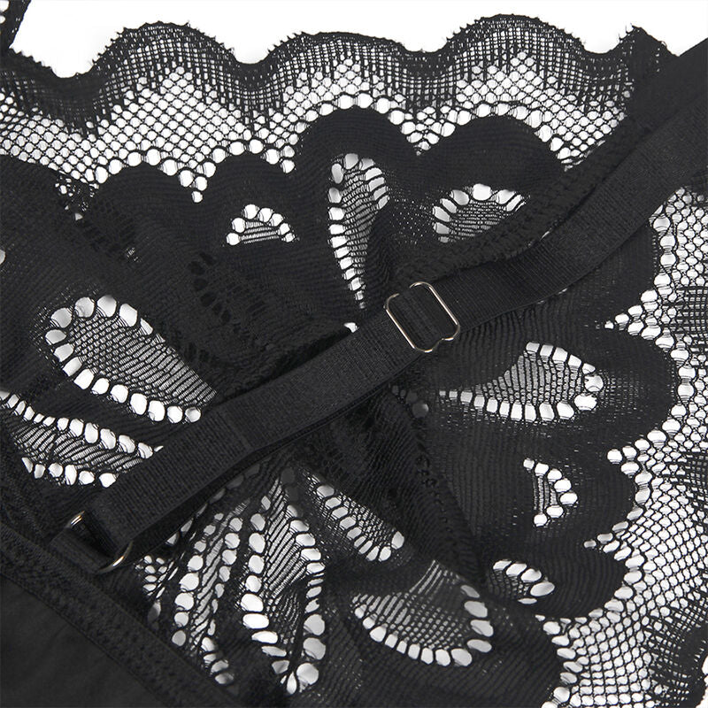 SUBBLIME - BABYDOLL WITH FLORAL PRINT CHEST BLACK S/M - NOCTURNA DESIRES