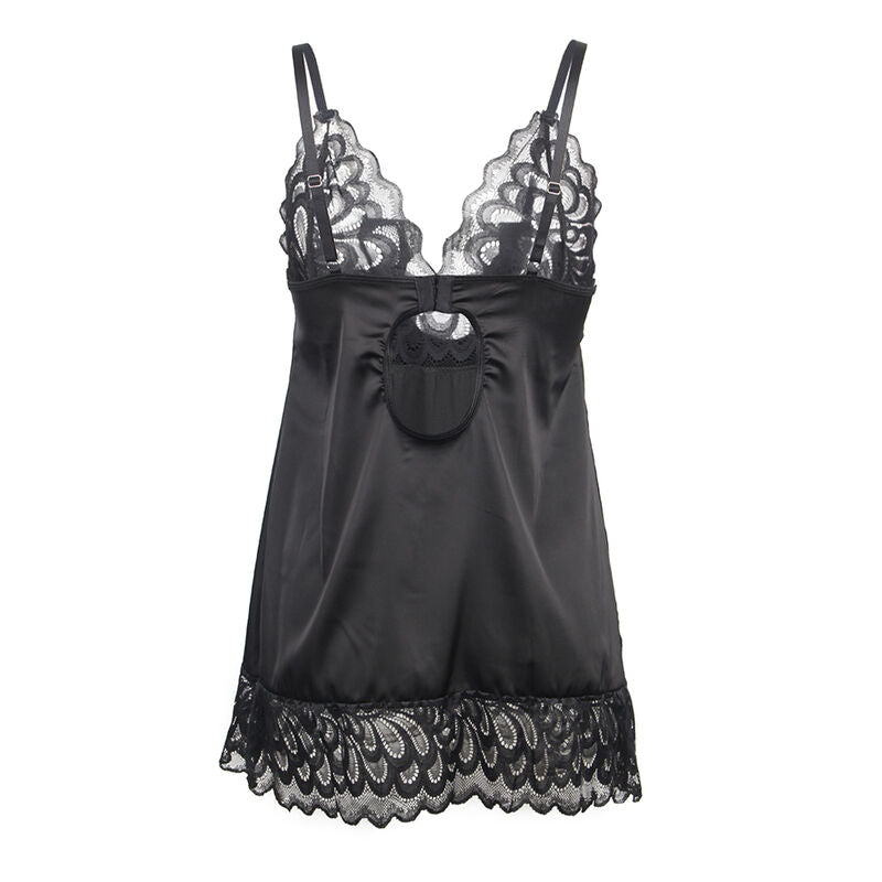 SUBBLIME - BABYDOLL WITH FLORAL PRINT CHEST BLACK S/M - NOCTURNA DESIRES