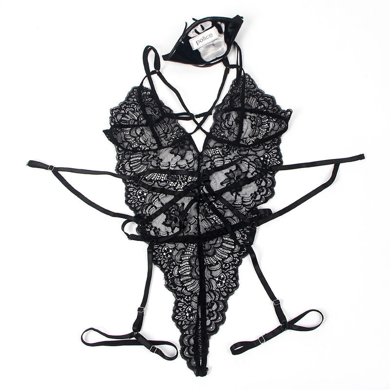 SUBBLIME - LACE BODY POLICE COSTUME BLACK S/M - NOCTURNA DESIRES