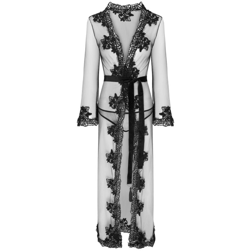 LIVCO CORSETTI FASHION - NOKINA LC XG055 DRESSIN G GOWN + PANTY BLACK ONE SIZE - NOCTURNA DESIRES