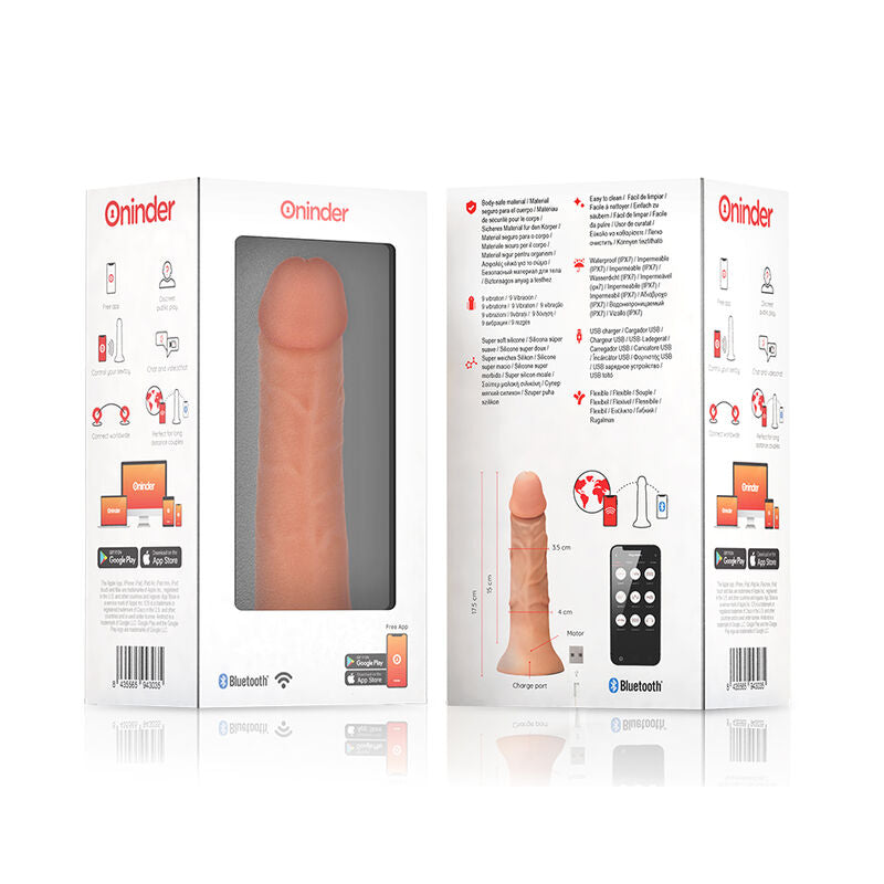 ONINDER - SMALL BOGOTÁ VIBRATOR DILDO 9 SPEEDS NATURAL 17.5 CM -O- 4 CM - FREE APP - NOCTURNA DESIRES
