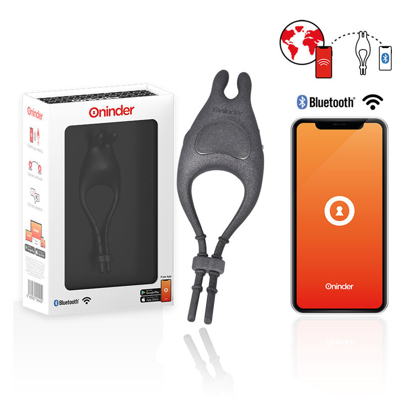 ONINDER - PAMPA RECHARGEABLE ADJUSTABLE VIBRATOR RING WITH CLITORIS STIMULATOR 10 SPEED - FREE APP - NOCTURNA DESIRES