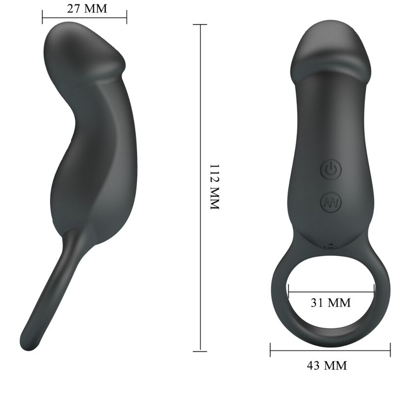 PRETTY LOVE - TRAE RING & VIBRATOR BLACK - NOCTURNA DESIRES