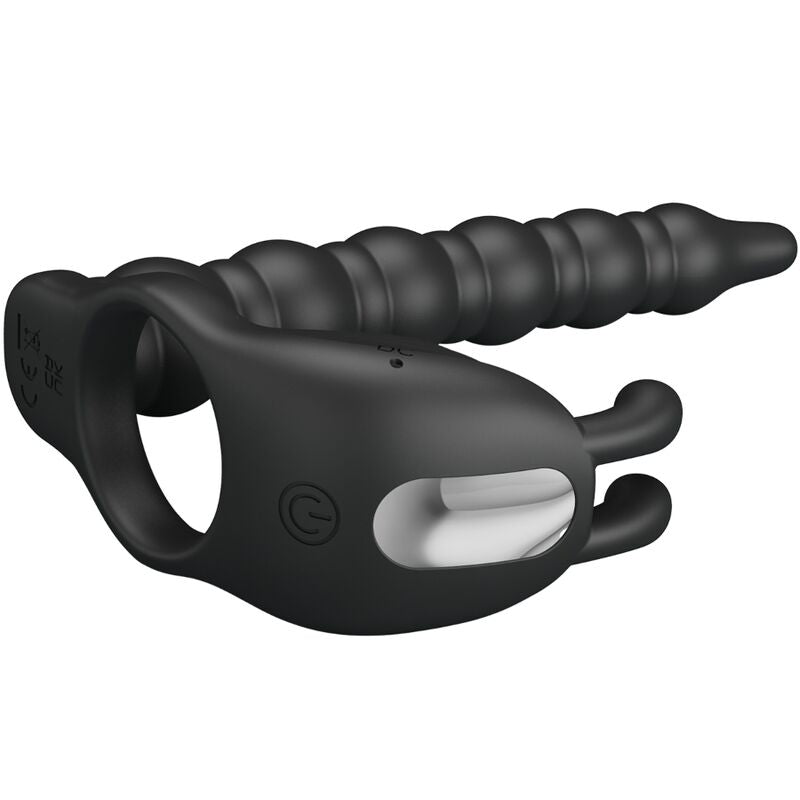 PRETTY LOVE - BLACKNEY PENIS RING WITH BLACK VIBRATOR PLUG - NOCTURNA DESIRES
