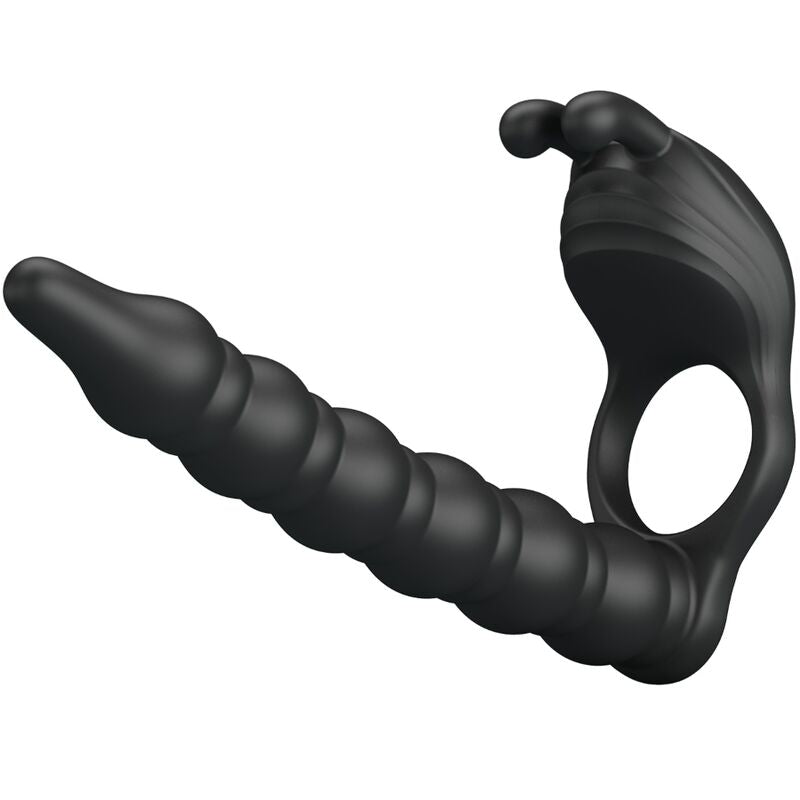 PRETTY LOVE - BLACKNEY PENIS RING WITH BLACK VIBRATOR PLUG - NOCTURNA DESIRES