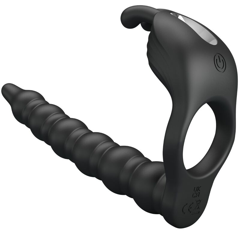 PRETTY LOVE - BLACKNEY PENIS RING WITH BLACK VIBRATOR PLUG - NOCTURNA DESIRES
