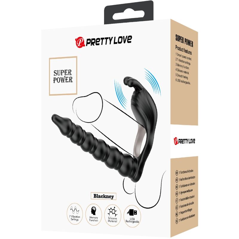 PRETTY LOVE - BLACKNEY PENIS RING WITH BLACK VIBRATOR PLUG - NOCTURNA DESIRES