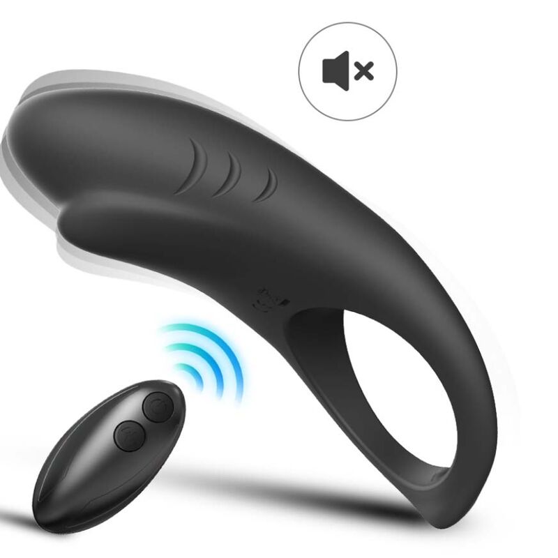 ARMONY - SHARK VIBRATOR RING FOR COUPLES REMOTE CONTROL BLACK - NOCTURNA DESIRES