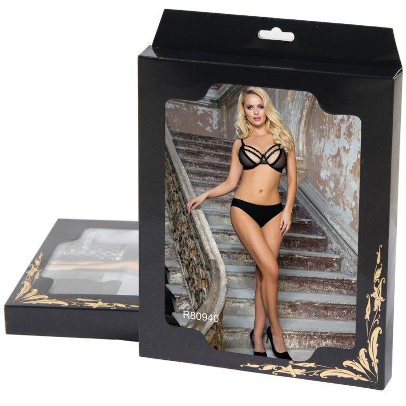 SUBBLIME - TWO PIECE SET OF TRANSPARENCY BRA AND S/M STRIPS - NOCTURNA DESIRES