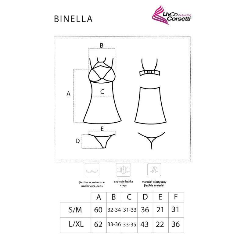 LIVCO CORSETTI FASHION - BINELLA SET BABYDOLL + THONG BLACK - NOCTURNA DESIRES