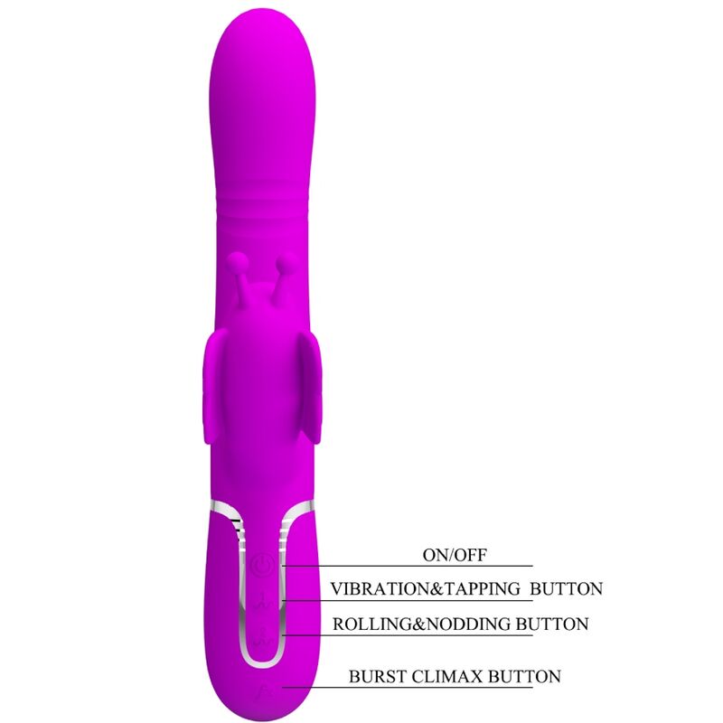 PRETTY LOVE - MULTIFUNCTION RABBIT VIBRATOR 4 IN 1 BUTTERFLY FUCHSIA - NOCTURNA DESIRES