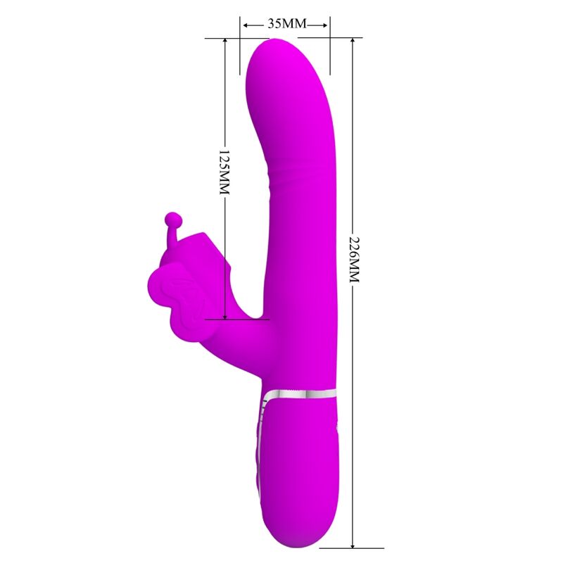 PRETTY LOVE - MULTIFUNCTION RABBIT VIBRATOR 4 IN 1 BUTTERFLY FUCHSIA - NOCTURNA DESIRES