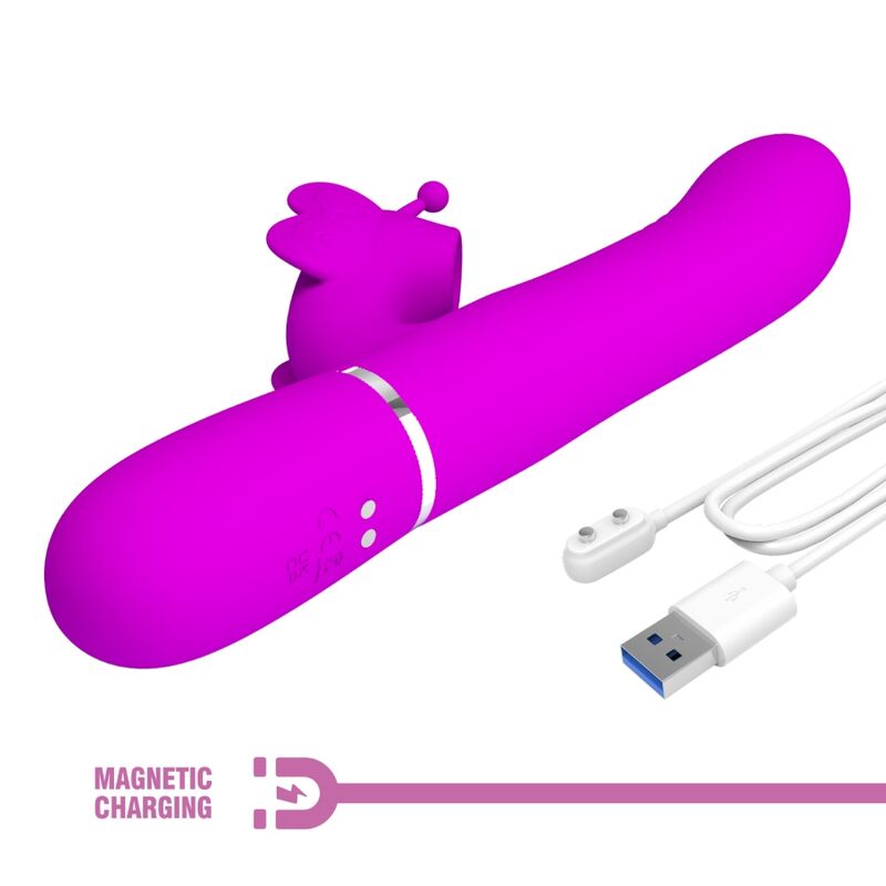 PRETTY LOVE - MULTIFUNCTION RABBIT VIBRATOR 4 IN 1 BUTTERFLY FUCHSIA - NOCTURNA DESIRES
