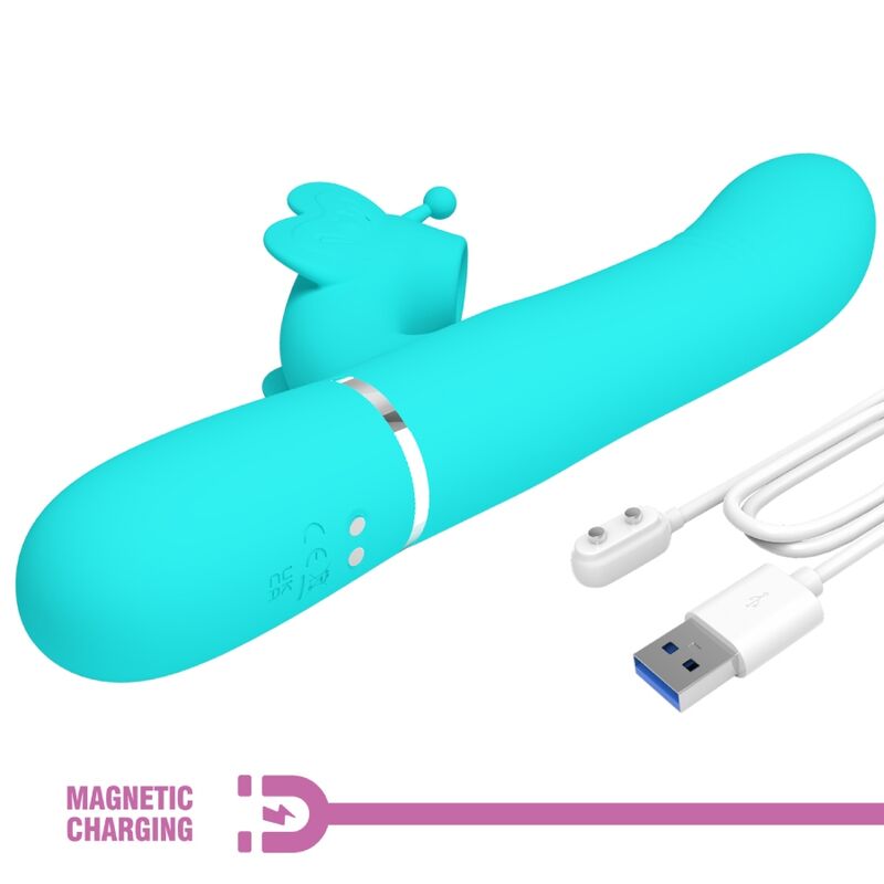 PRETTY LOVE - MULTIFUNCTION RABBIT VIBRATOR 4 IN 1 BUTTERFLY AQUA GREEN - NOCTURNA DESIRES