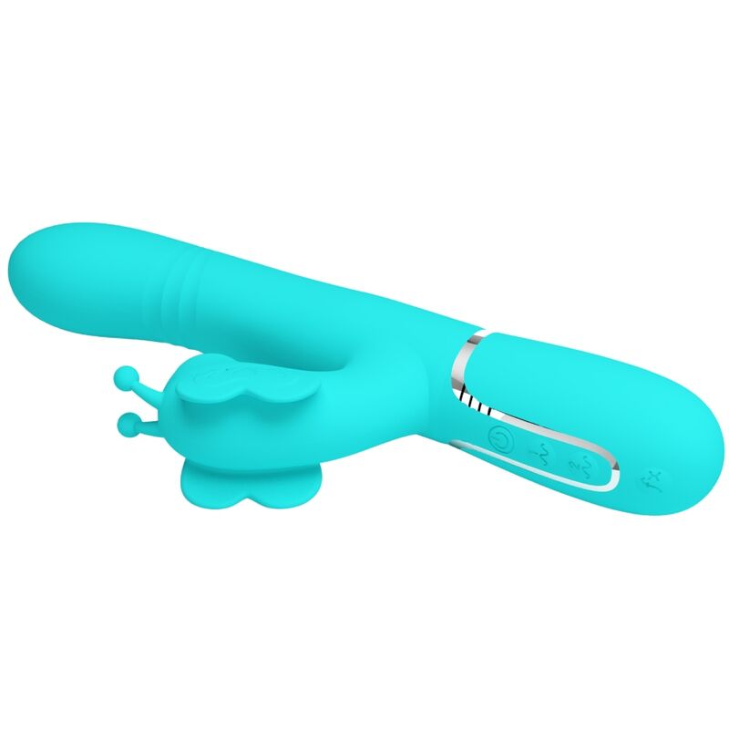 PRETTY LOVE - MULTIFUNCTION RABBIT VIBRATOR 4 IN 1 BUTTERFLY AQUA GREEN - NOCTURNA DESIRES