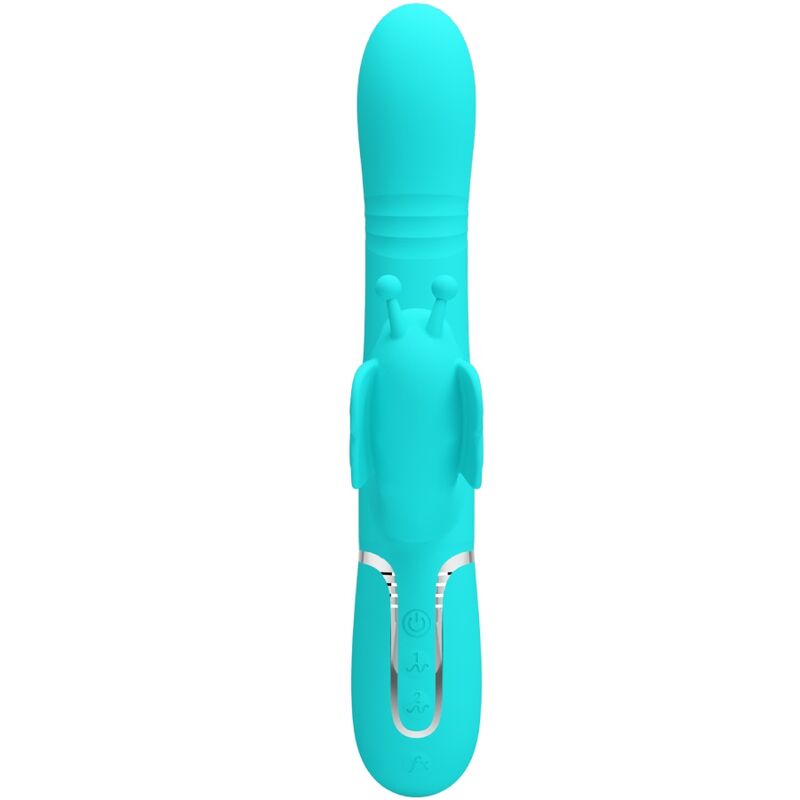 PRETTY LOVE - MULTIFUNCTION RABBIT VIBRATOR 4 IN 1 BUTTERFLY AQUA GREEN - NOCTURNA DESIRES