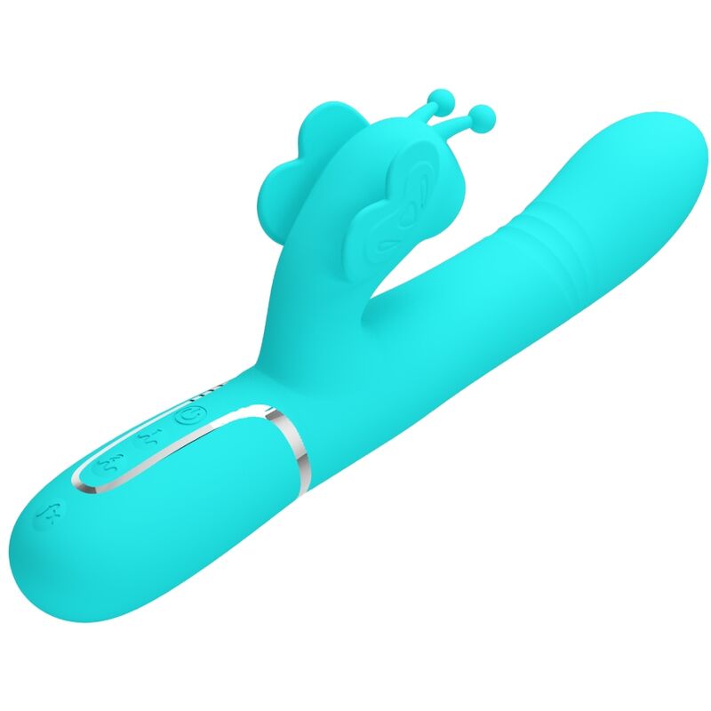 PRETTY LOVE - MULTIFUNCTION RABBIT VIBRATOR 4 IN 1 BUTTERFLY AQUA GREEN - NOCTURNA DESIRES