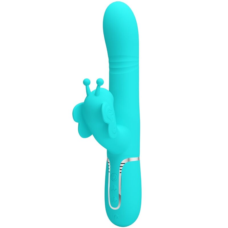 PRETTY LOVE - MULTIFUNCTION RABBIT VIBRATOR 4 IN 1 BUTTERFLY AQUA GREEN - NOCTURNA DESIRES