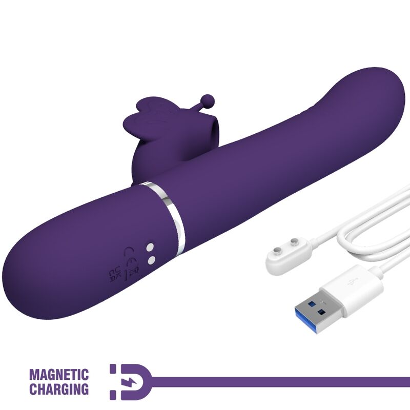 PRETTY LOVE - MULTIFUNCTION RABBIT VIBRATOR 4 IN 1 BUTTERFLY PURPLE - NOCTURNA DESIRES