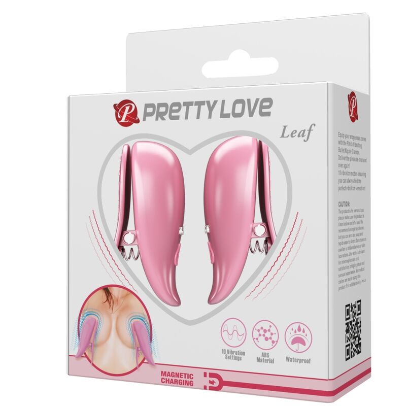 PRETTY LOVE - LEAF VIBRATING NIPPLE CLAMPS PINK - NOCTURNA DESIRES