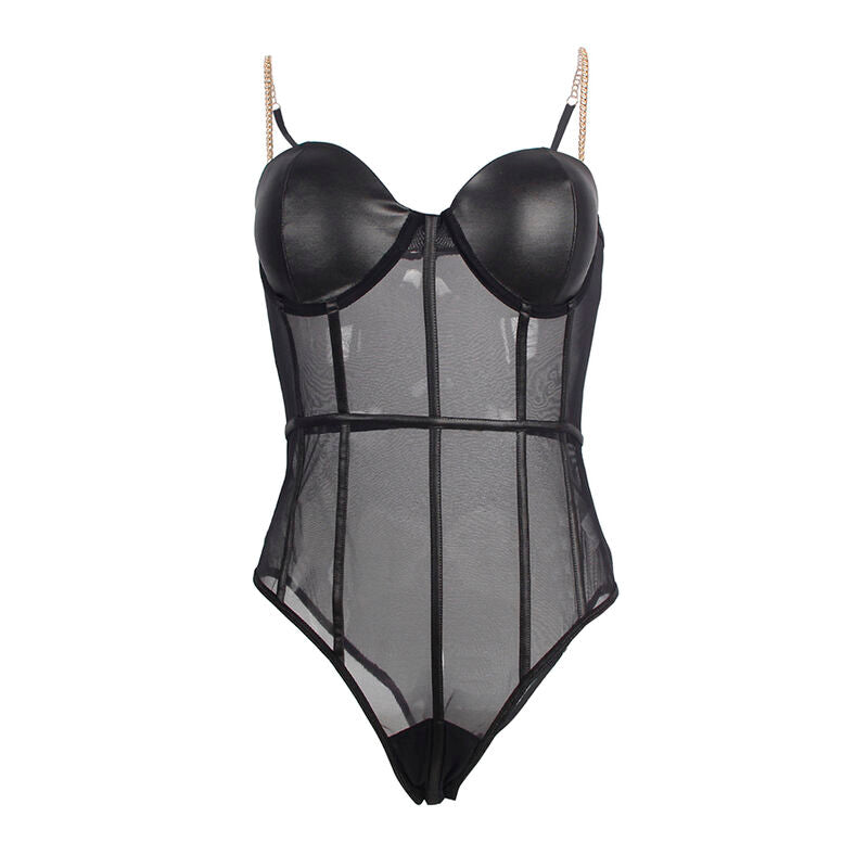 SUBBLIME - BLACK CHAIN SUSPENDERS BODYSUIT S/M - NOCTURNA DESIRES