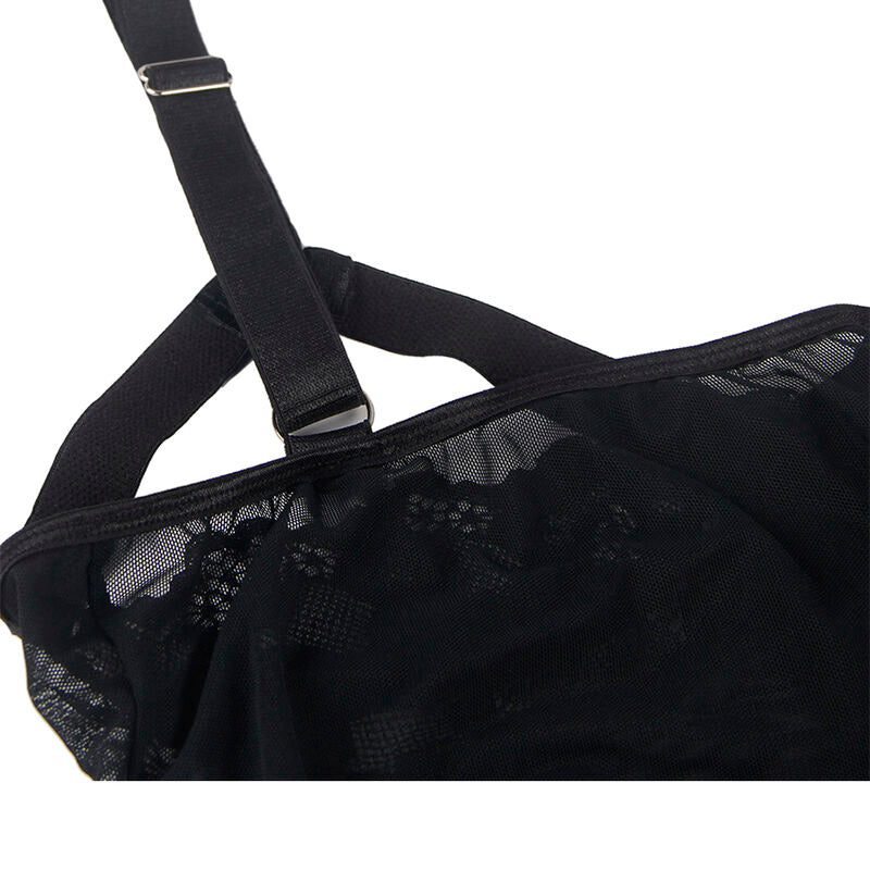 SUBBLIME - TEDDY WITH GARTER STRAP DETAIL CHEST BLACK S/M - NOCTURNA DESIRES