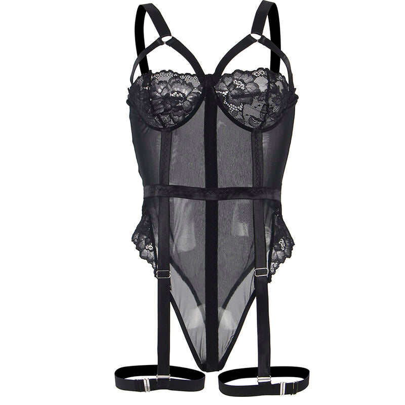 SUBBLIME - TEDDY WITH GARTER STRAP DETAIL CHEST BLACK L/XL - NOCTURNA DESIRES