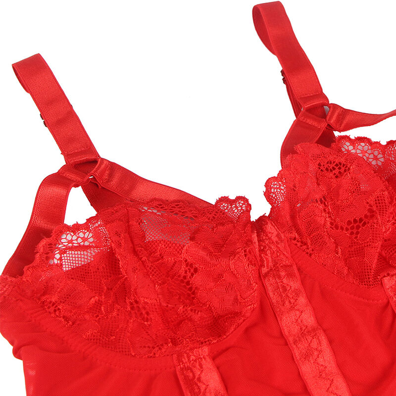 SUBBLIME - TEDDY WITH GARTER STRAP DETAIL CHEST RED S/M - NOCTURNA DESIRES