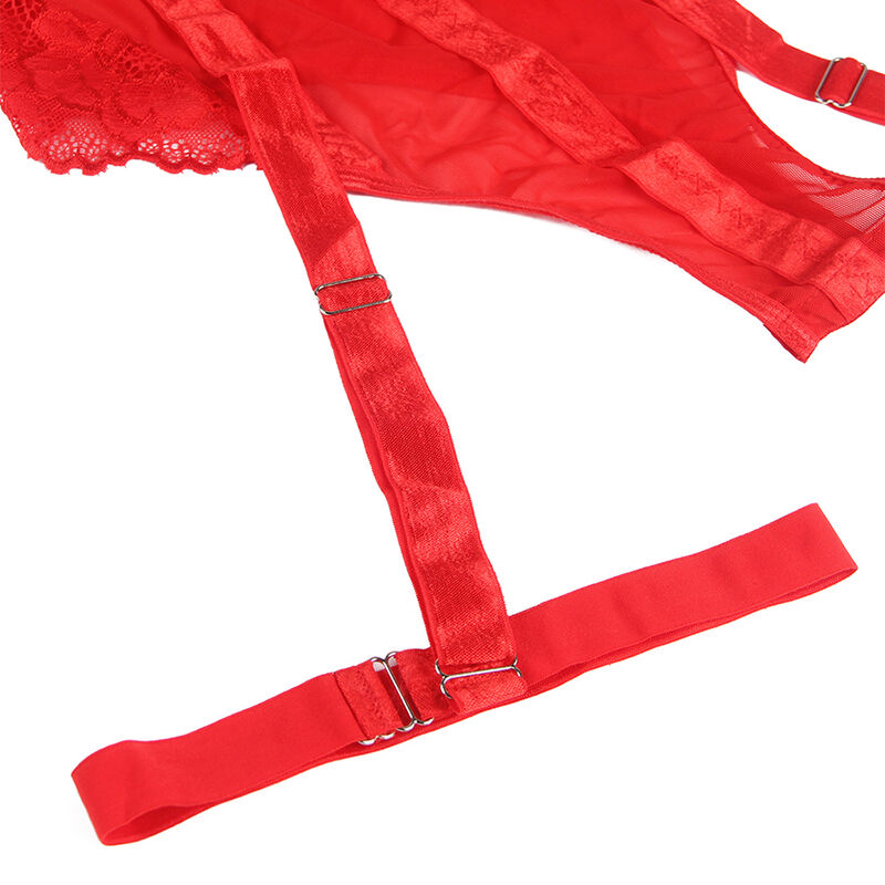 SUBBLIME - TEDDY WITH GARTER STRAP DETAIL CHEST RED L/XL - NOCTURNA DESIRES