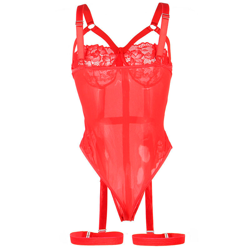 SUBBLIME - TEDDY WITH GARTER STRAP DETAIL CHEST RED L/XL - NOCTURNA DESIRES