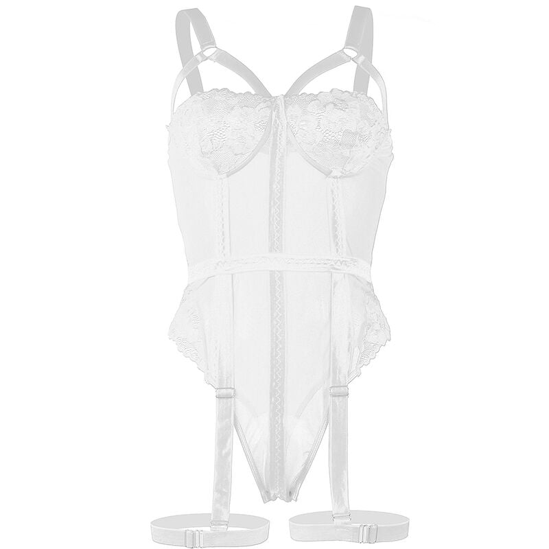 SUBBLIME - TEDDY WITH GARTER STRAP DETAIL CHEST WHITE L/XL - NOCTURNA DESIRES