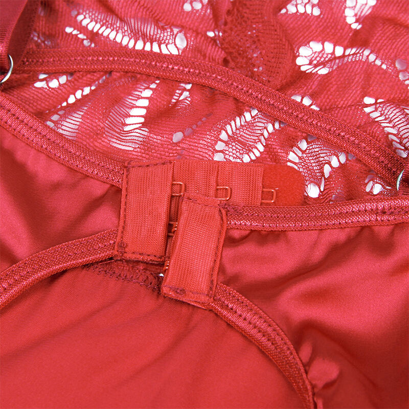 SUBBLIME - SATIN BABYDOLL WITH LACE RED L/XL - NOCTURNA DESIRES