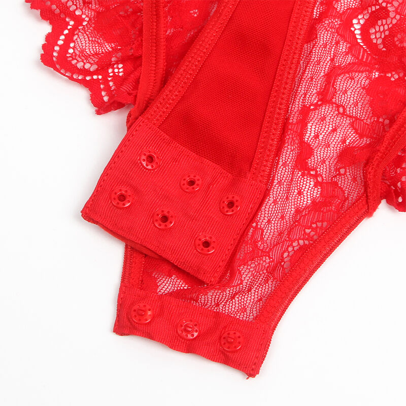 SUBBLIME - TEDDY WITH GARTER WITH LACE DETAIL AND STRIPS RED L/XL - NOCTURNA DESIRES