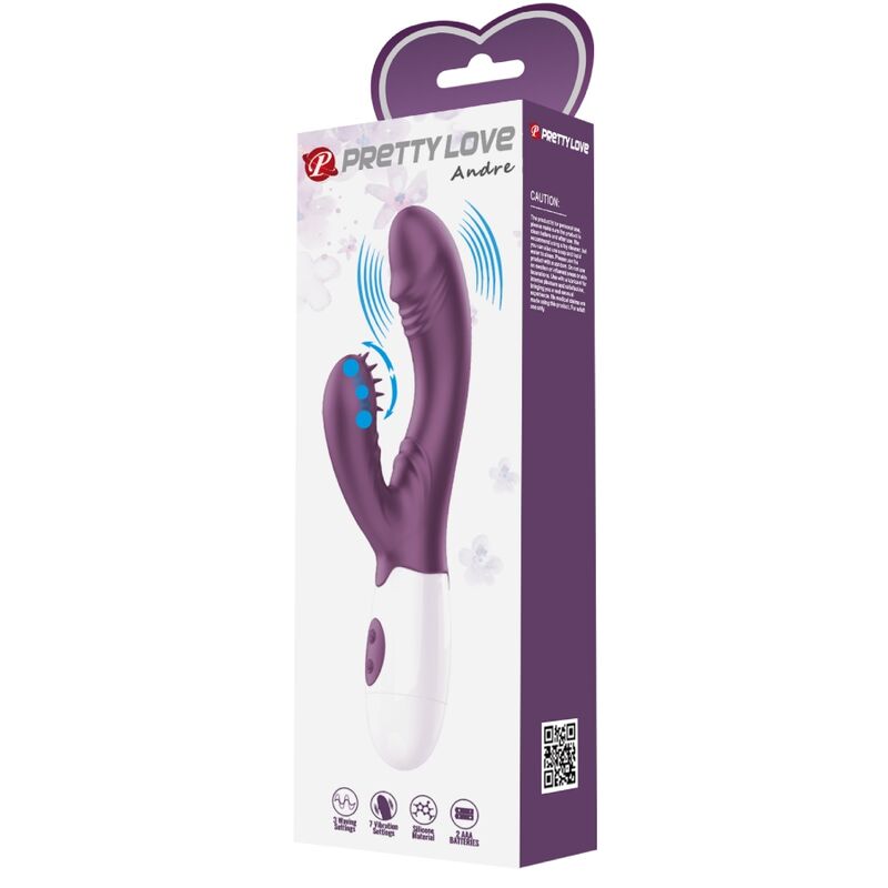 PRETTY LOVE - ANDRE RABBIT VIBRATOR & G-POINT STIMULATOR PURPLE - NOCTURNA DESIRES