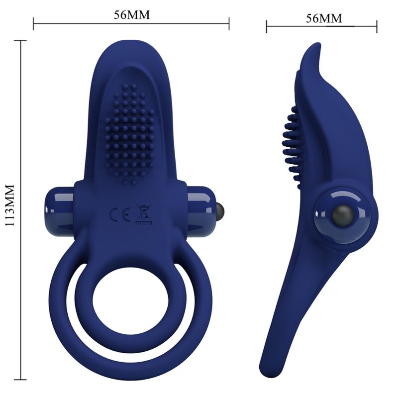 PRETTY LOVE - BRONSON DOUBLE RING WITH VIBRATION BLUE - NOCTURNA DESIRES