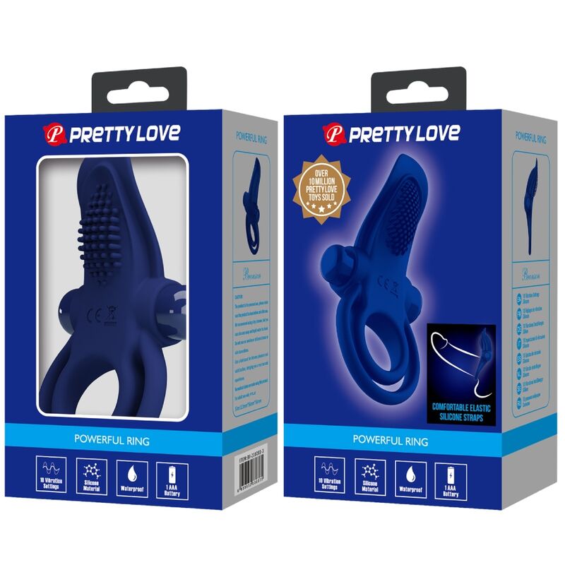 PRETTY LOVE - BRONSON DOUBLE RING WITH VIBRATION BLUE - NOCTURNA DESIRES